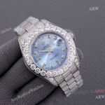 Best Copy Rolex Oyster Perpetual Day Date 39mm Diamond Bezel Blue-Gray Dial